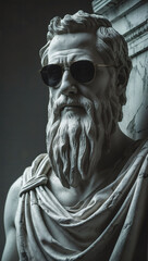 Obraz premium Sculpture with shades: A humorous juxtaposition of ancient art and modern style.