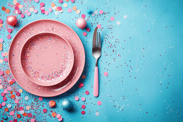 plate with spoon and fork. Generative AI
