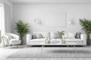 Elegant White Interior of a Contemporary Minimalist Living Room