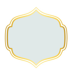 Golden Islamic Label Frame, Blank Banner with Gold Border 