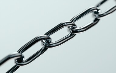Obraz premium Metallic Chain Links on Gray Background