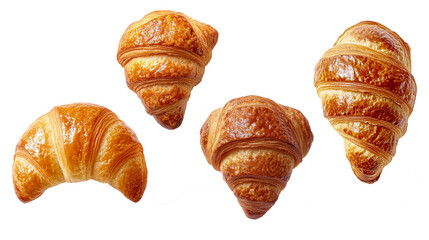 Assortment of Croissants on Transparent or White Background. PNG