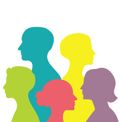Colorful Community: Diverse People Silhouettes Vector Art