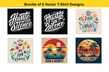 bundle of 6 vector t-shirt designs