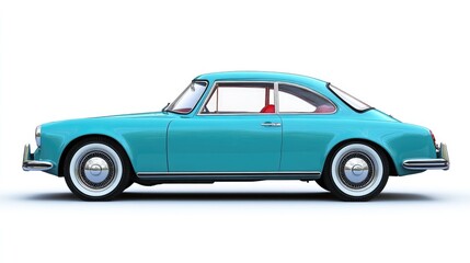 Obraz premium Karmann Ghia auto classic. Vintage blue sport German car isolated on white background
