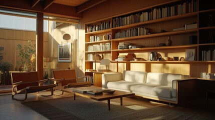 Mid-Century Modern Living Room bathed in Sunlight