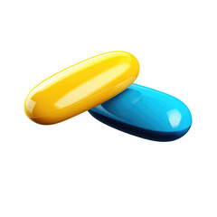 Realistic Blue Yellow Pill on transparent background