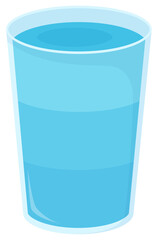 Glass with water divided on three parts