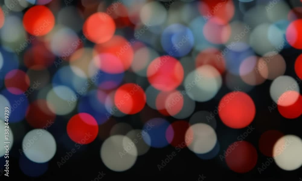 Wall mural futuristic motion graphic with intermittent blue and red dots forming dynamic patterns on black canv