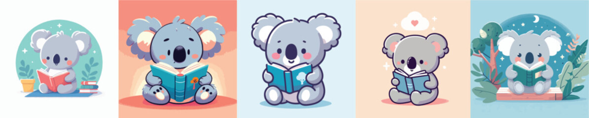 cute koala vector reading a book © Andreas