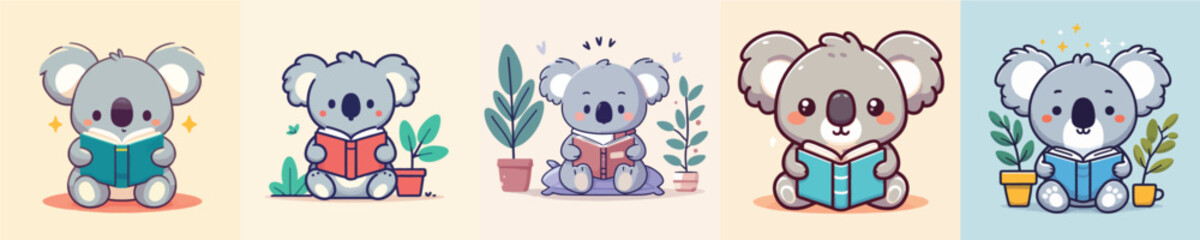 cute koala vector reading a book © Andreas