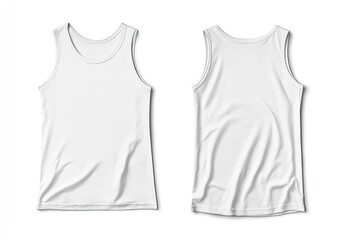 Blank white tank top, front and back views, ready for customization