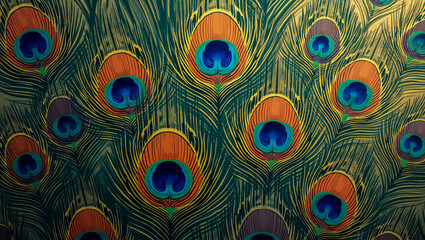 Obraz premium An Intricate display of peacock feathers showcases vibrant colors and exquisite detail.