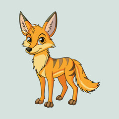 Obraz premium Cartoon Fox Standing Isolated on Light Grey Background