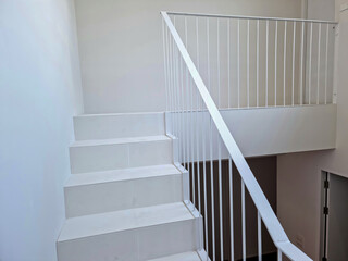 White wooden staircase frame on abstract background