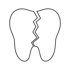 Obraz premium Cracked tooth icon symbolizing dental issues, oral health, damage
