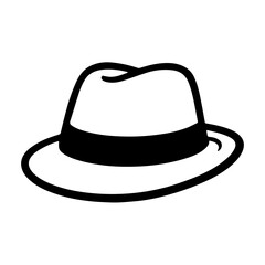 Stylish fedora hat icon in bold, clean vector line art