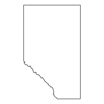 Simple black outline map of Alberta province, Canada, isolated vector.