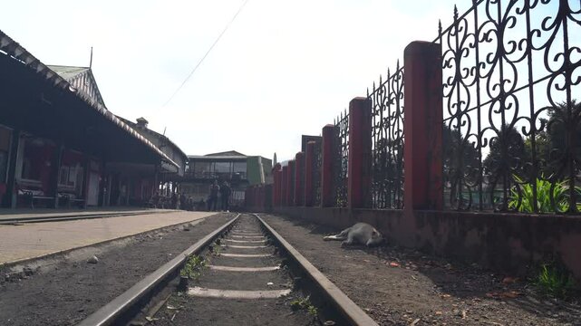 Ghum Railway station is in Darjeeling district making it an important railway station in the Indian state of West Bengal.The railway tracks footage.