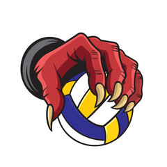 devil hand holding volleyball vector illustration design