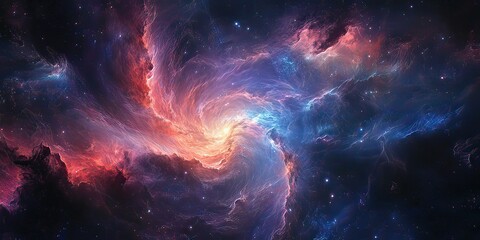 Obraz premium Vibrant celestial tapestry, a cosmic symphony of swirling color and light
