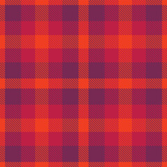 Rich red orange Seamless Tartan with Pastel velvet accents Fabric Design