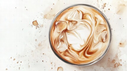 Artistic set of coffee beans and coffee cup drinks isolated on brown background,hand-drawn vector,hot coffee drinks,cafe shop,modern flat design,Fashionable and cute coffee motif concept.