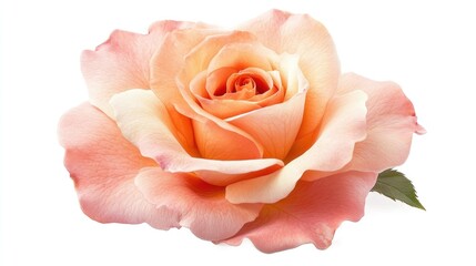 Peach Rose, Stunning Bloom Isolated on White