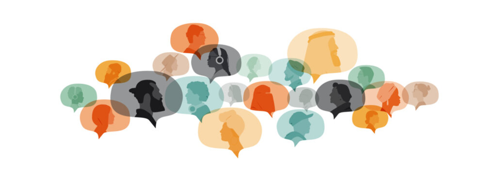 Different people in chat bubbles. Communication concept.