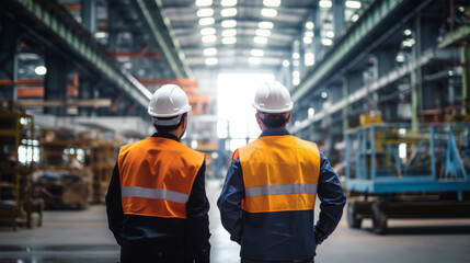 two engineers working in factory