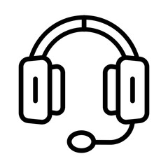 Obraz premium Headset with Mic Vector Line Icon Design