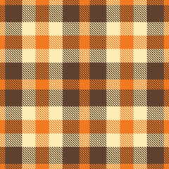 Soft pumpkin orange Seamless Tartan with Bright purplish brown accents Fabric Design