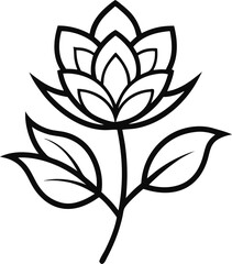 Line art vector black and white flower
