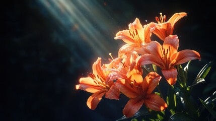 Obraz premium Sunrise Orange Lilies, Floral Still Life, for Greeting Card