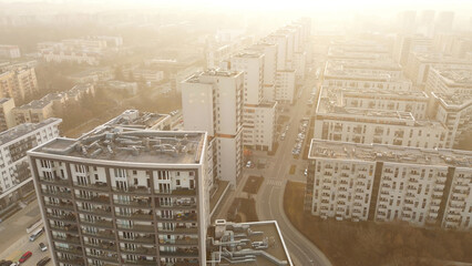 Aerial view of urban housing development