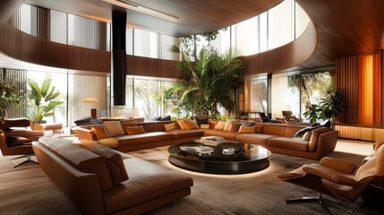 Elegant modern living room design contemporary home interior photography stylish environment wide angle aesthetic appeal