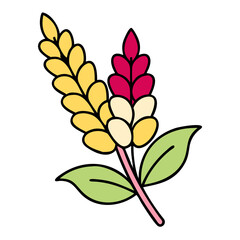 Harvest Illustration Wheat, Flowers, and Leaves Design Element
