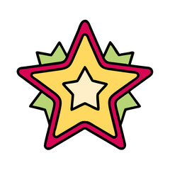 Obraz premium Award Star Badge Icon Yellow, Pink, Green, Achievement