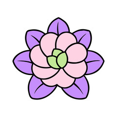 Purple and Pink Flower vector, Simple Floral Design, Botanical Art
