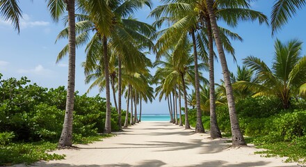 Palm-Lined Pathway to Paradise AI Generated