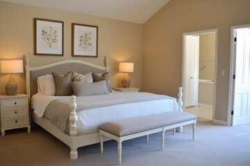 A beautifully decorated bedroom with elegant furniture and accessories