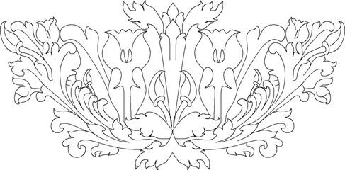 Fototapeta premium sketch vector illustration design drawing engineering architecture detail ornament natural floral classic vintage