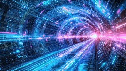Obraz premium Digital Tunnel: A Journey Through Cyberspace