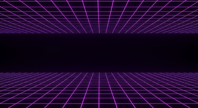 Neon Grid: Digital Twilight AI Generated