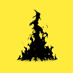 Obraz premium Black Fire Flame Silhouette – Abstract Burning Illustration