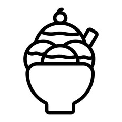 Ice Cream Sundae Vector Line Icon Design