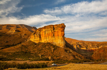 The iconic Sentinel Rock, part of the impressive sandstone rock formations in the mountains of the...