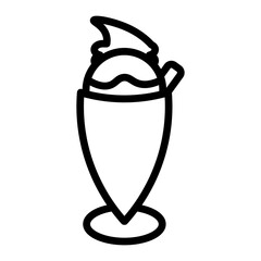 Hot Fudge Sundae Vector Line Icon Design
