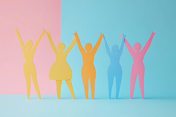 Fototapeta premium Diverse Girl Power Figures Friendship Unity Joyful Background