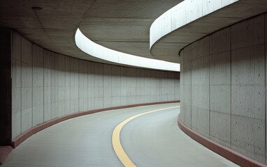 Fototapeta premium Curving Roadway in Concrete Parking Garage